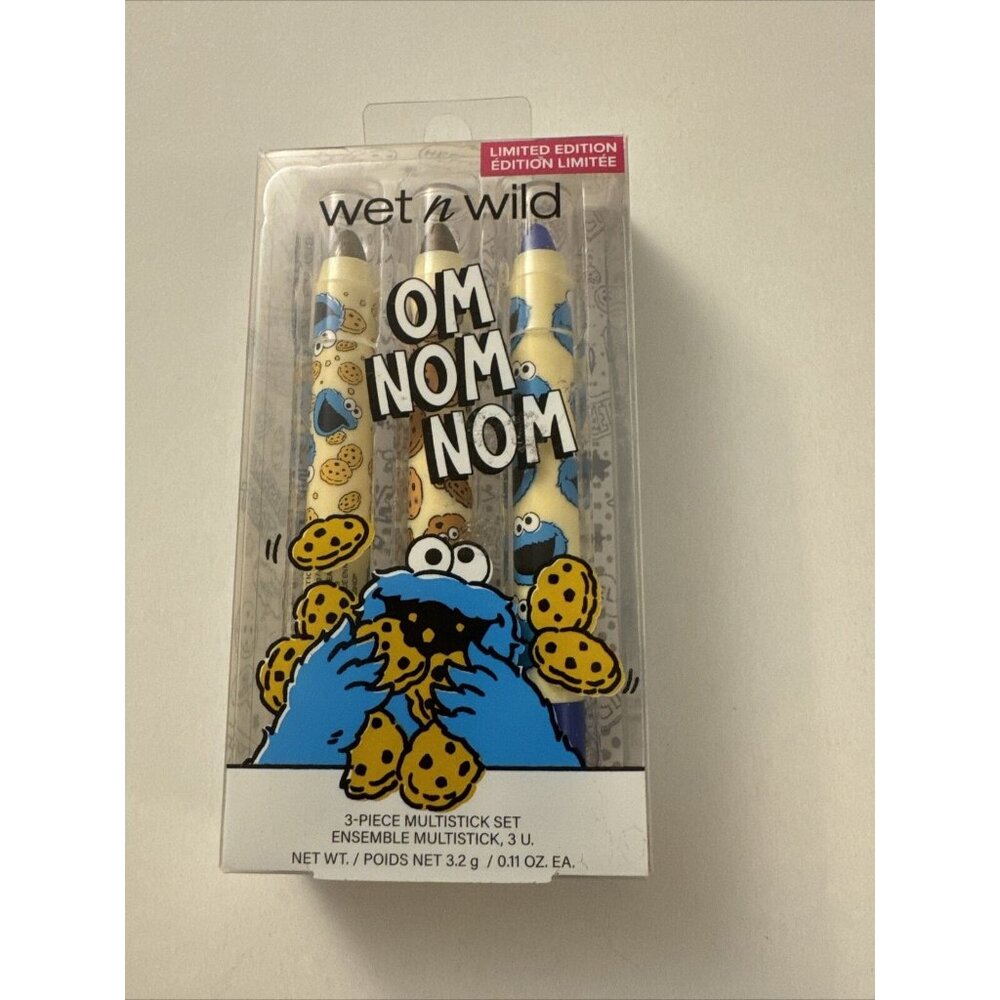 Wet n Wild Sesame Street Om Nom Nom 3 Piece MultiStick Set Eyes Cheeks Lips J40